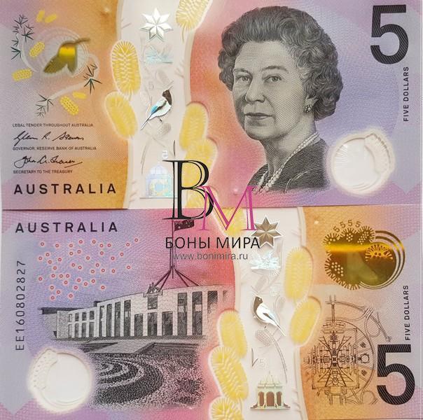 Австралия Банкнота 5 долларов Полимерная  2016 UNC