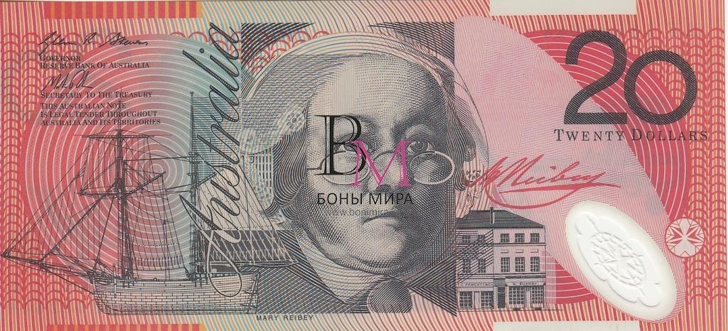 Австралия Банкнота 20 долларов Полимерная 2002 - 13 UNC Подпись
