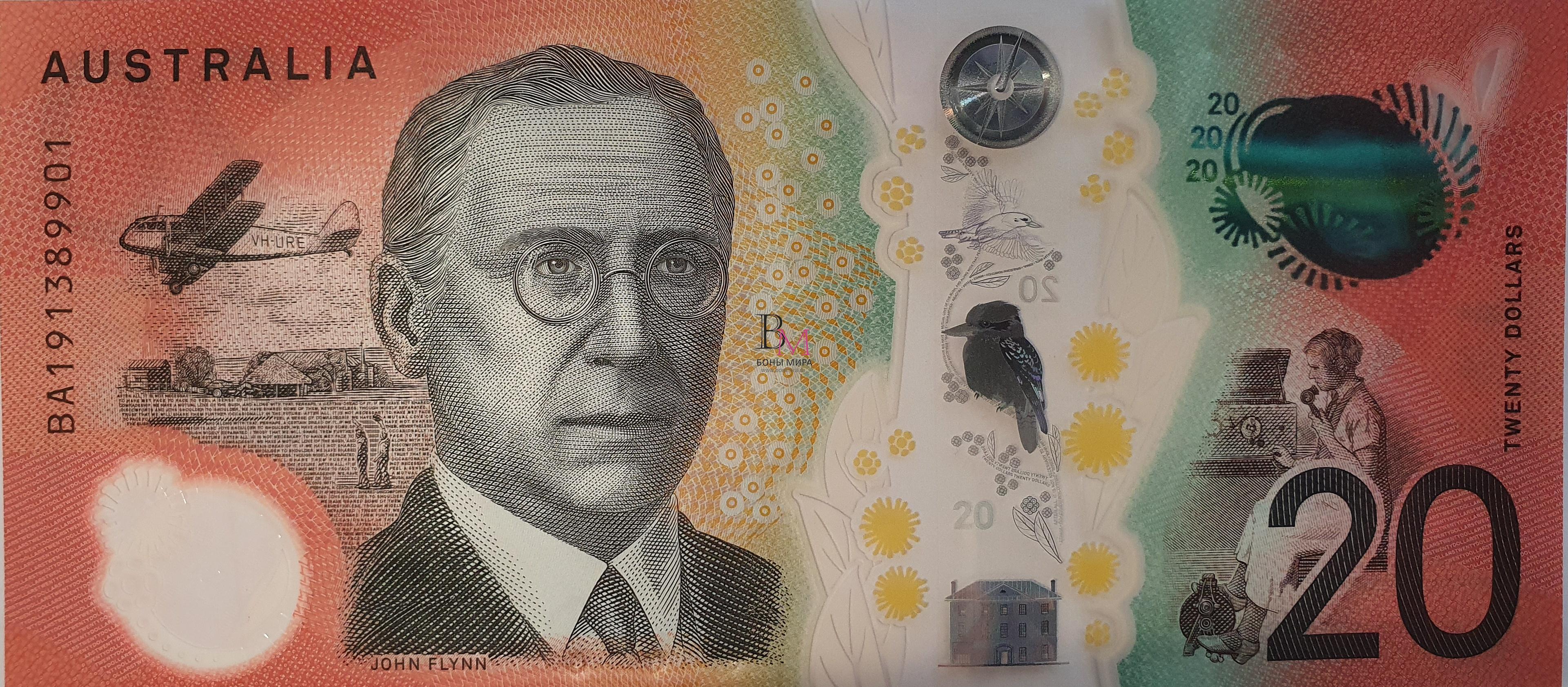 Австралия Банкнота 20 долларов Полимерная 2019 UNC 