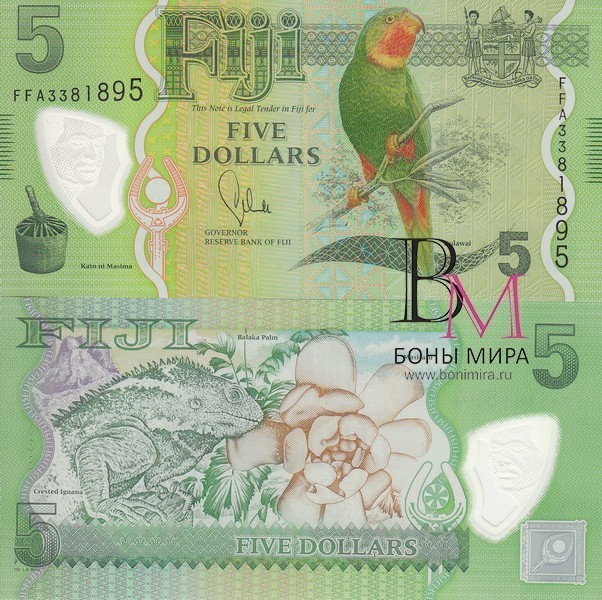 Фиджи Банкнота 5 долларов 2013 UNC