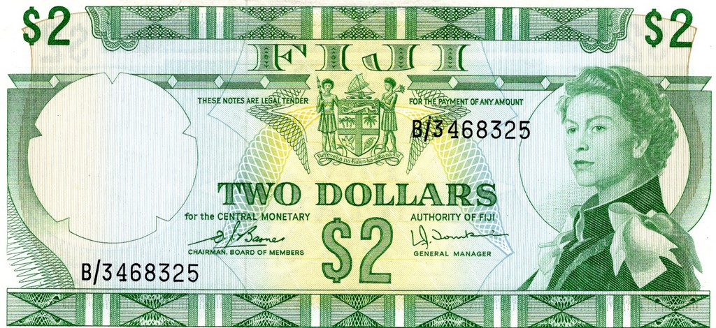 Фиджи  Банкнота 2 доллара 1974 UNC 