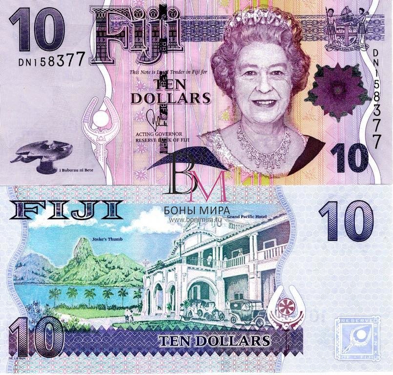 Фиджи Банкнота 10 долларов 2007 UNC