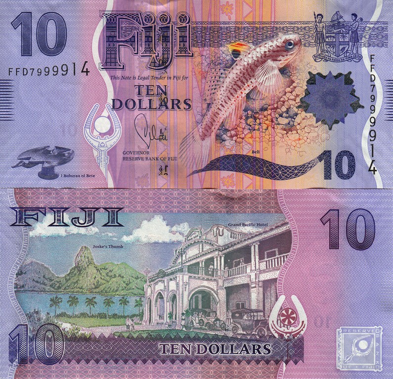Фиджи Банкнота 10 долларов 2013 UNC