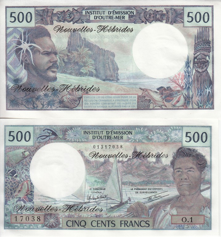 Новые Гебридские острова 500 франков 1992- 95  UNC 