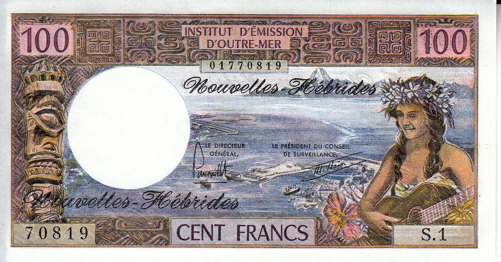 Новые Гебридские острова 100 франков 1977 UNC P18(d) 