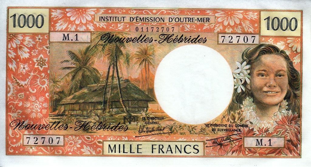 Новые Гебридские острова 1000 франков 1979  UNC 
