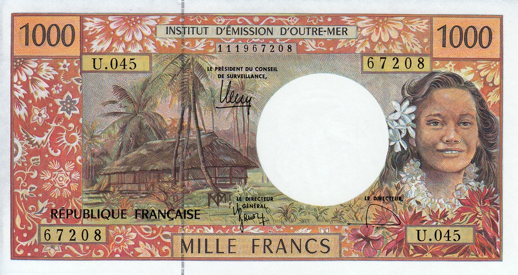 Французские Тихоокеанские Территории 1000 франков 2010 UNC P2k Подпись 12