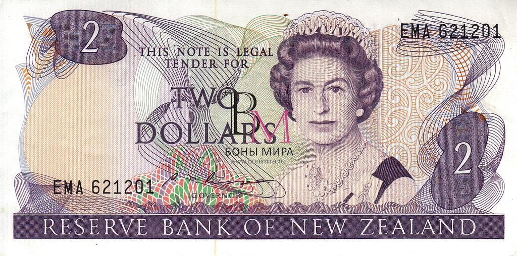 Новая Зеландия Банкнота 2 доллара 1985 - 89 UNC  Подпись S. T. Russell 
