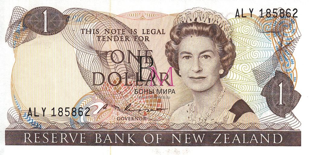 Новая Зеландия Банкнота 1 доллар 1989 - 92 UNC  Подпись S. T. Russell