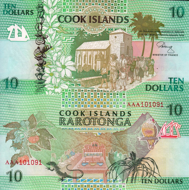 Острова Кука  10 доллара 1992 UNC