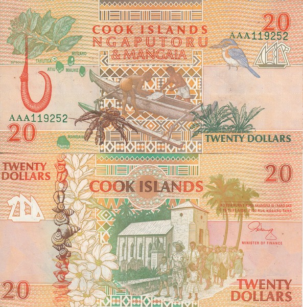 Острова Кука  20 доллара 1992 UNC