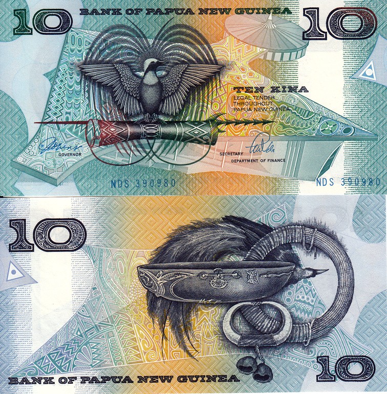 Папуа Новая Гвинея Банкнота 10 кина 1988 UNC