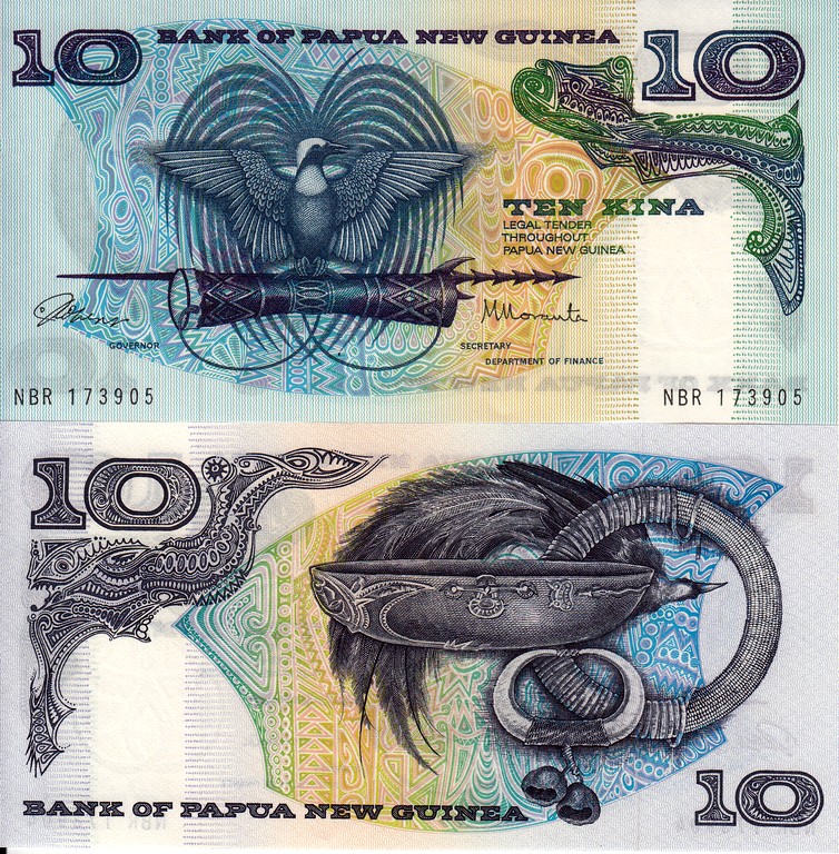 Папуа Новая Гвинея Банкнота 10 кина 1985 UNC