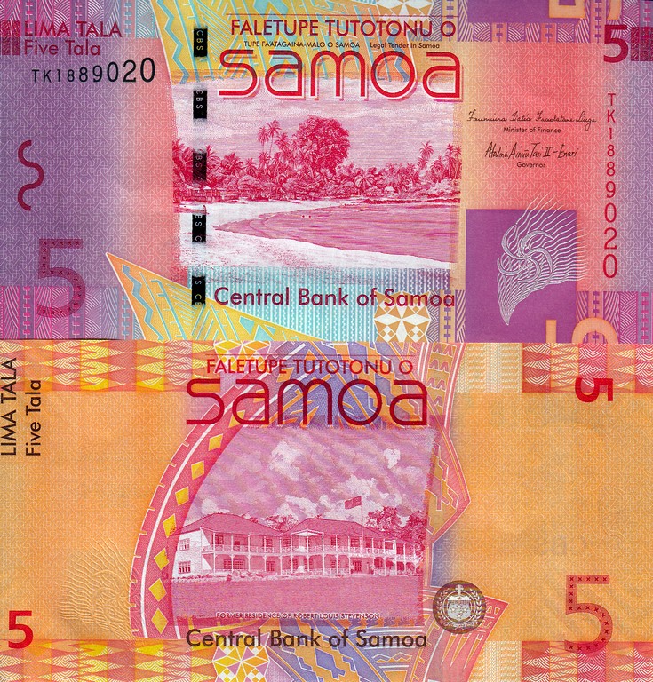 Самоа Банкнота 5 тала 2017 UNC Подпись
