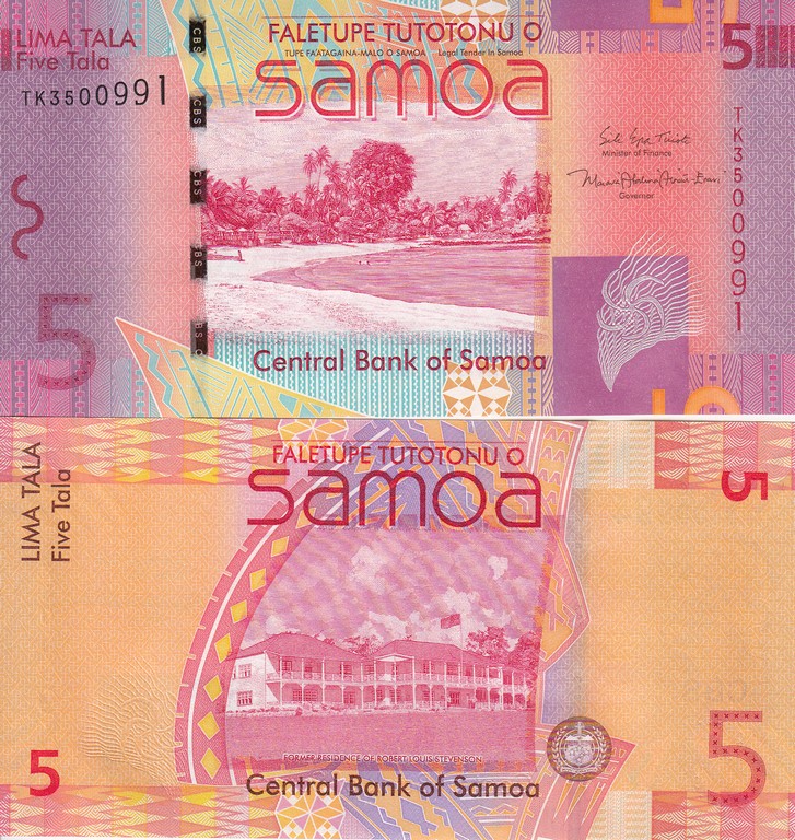 Самоа Банкнота 5 тала 2016-17 UNC Подпись