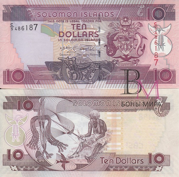 Соломоновы острова 10 долларов 2008 UNC