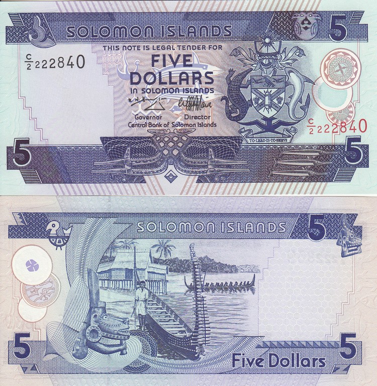 Соломоновы острова 5 долларов 1997  UNC