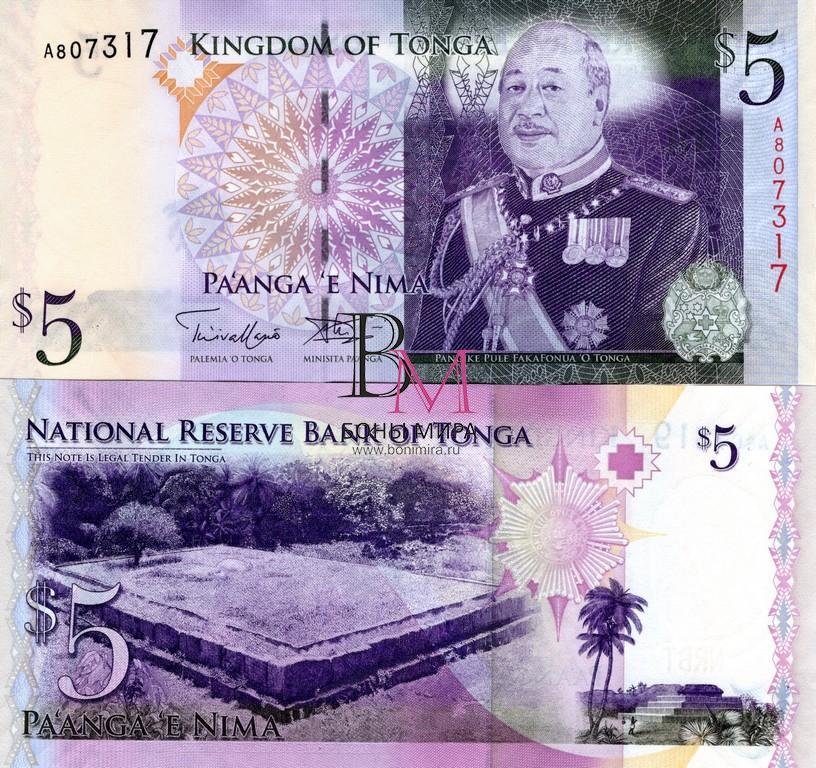 Тонга Банкнота 5 паанга 2008 UNC P39b