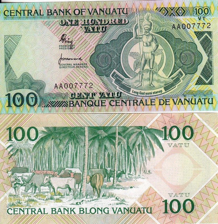 Вануату Банкнота 100 вату 1982 UNC Серия АА