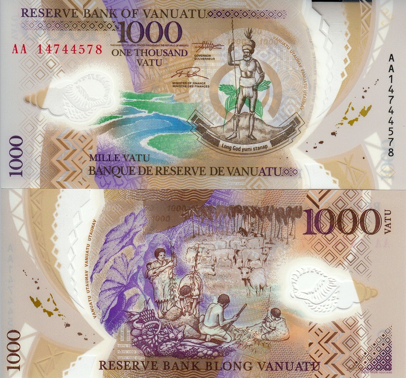 Вануату Банкнота 1000 вату 2014 UNC Полимерная