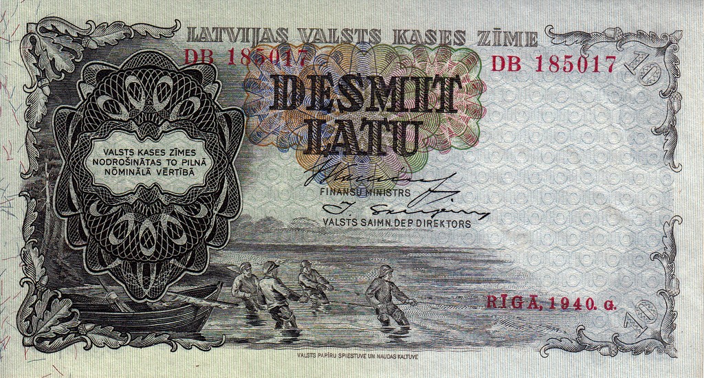 Латвия Банкнота 10 лат 1940  UNC Качество