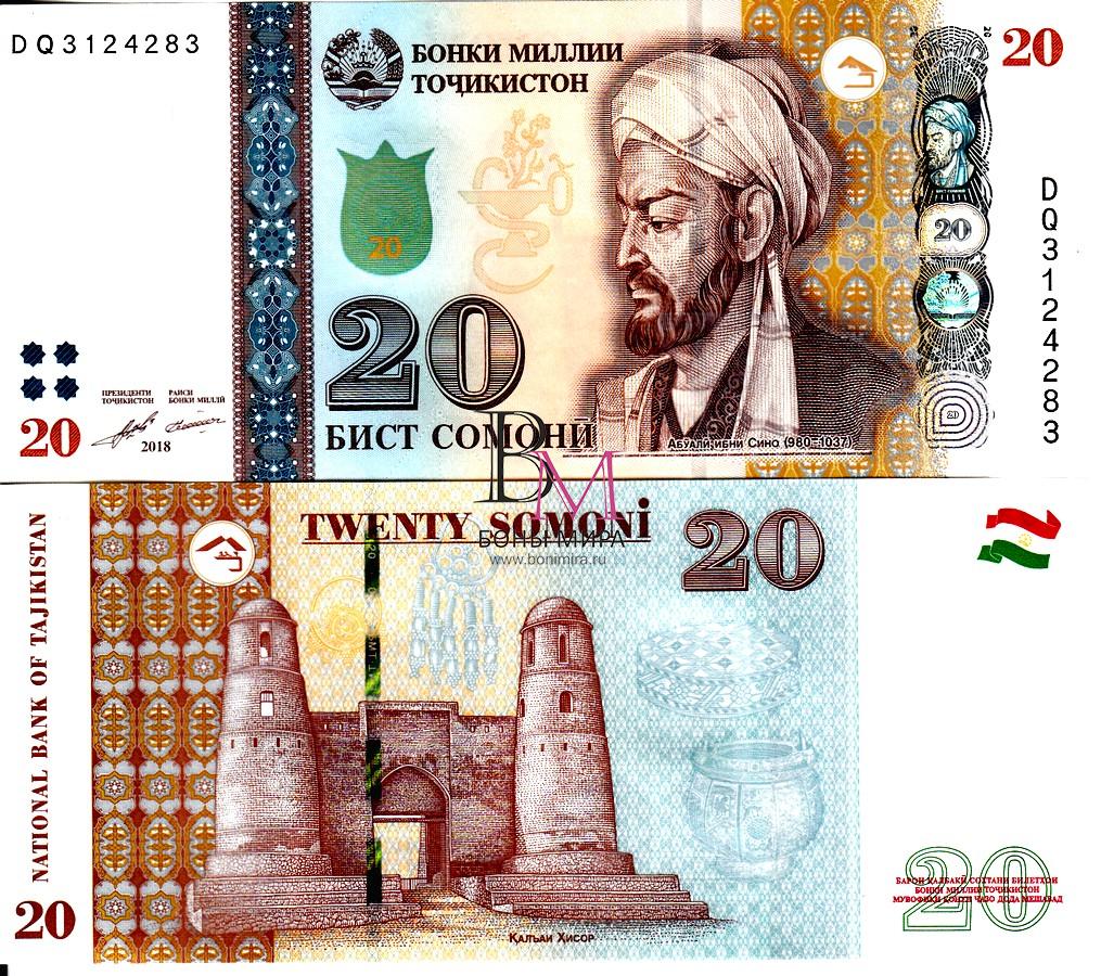 Таджикистан Банкнота 20 Сомони  2018 UNC